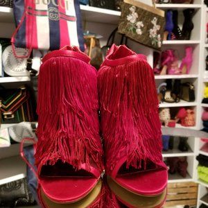 RED FRINGE HEELS